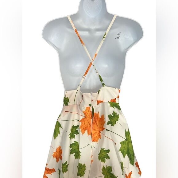 ORIANA RIVERA Tree Leaves Printed Maxi Dress in Fall Ruffles Size L. - Picture 6 of 8